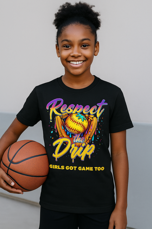 "Respect the Drip Girls" Softball Tee (YOUTH)
